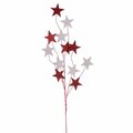 Vickerman 34 in. Red & White Star Glitter Spray, 6 Piece, 30PK QG224303